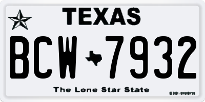 TX license plate BCW7932