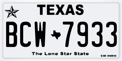 TX license plate BCW7933