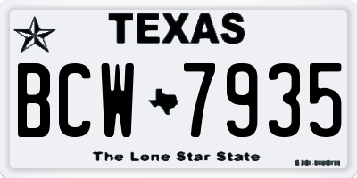 TX license plate BCW7935