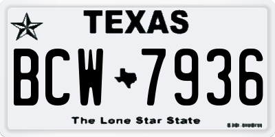 TX license plate BCW7936