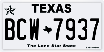 TX license plate BCW7937