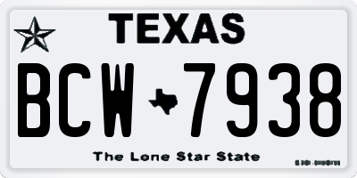 TX license plate BCW7938