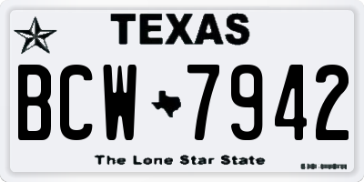 TX license plate BCW7942