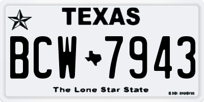 TX license plate BCW7943