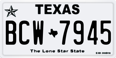 TX license plate BCW7945