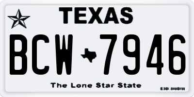 TX license plate BCW7946