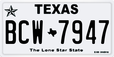 TX license plate BCW7947