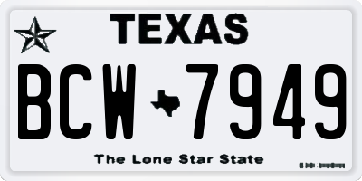 TX license plate BCW7949