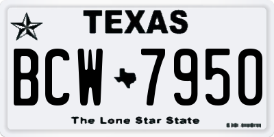 TX license plate BCW7950