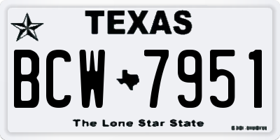 TX license plate BCW7951