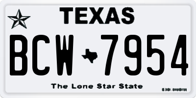 TX license plate BCW7954