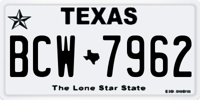 TX license plate BCW7962