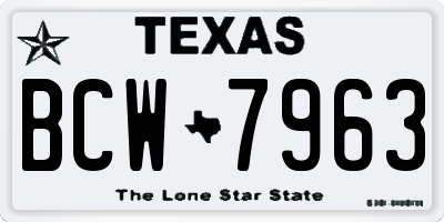 TX license plate BCW7963