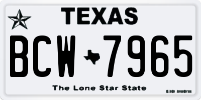 TX license plate BCW7965