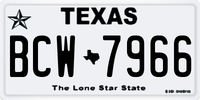 TX license plate BCW7966