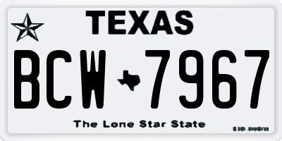 TX license plate BCW7967