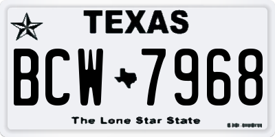 TX license plate BCW7968