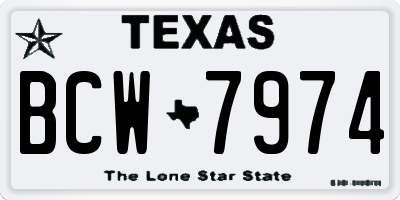 TX license plate BCW7974