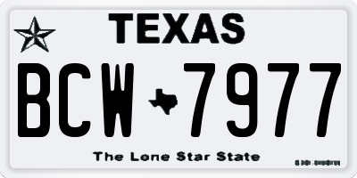 TX license plate BCW7977