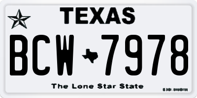 TX license plate BCW7978