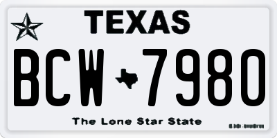 TX license plate BCW7980