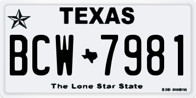 TX license plate BCW7981