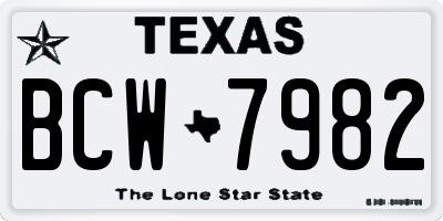 TX license plate BCW7982