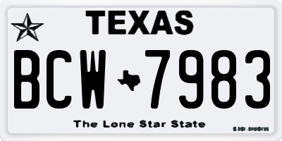 TX license plate BCW7983