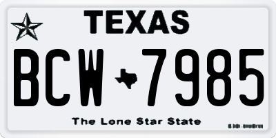 TX license plate BCW7985