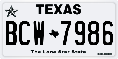 TX license plate BCW7986