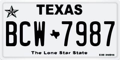 TX license plate BCW7987