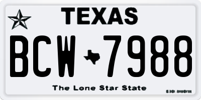 TX license plate BCW7988