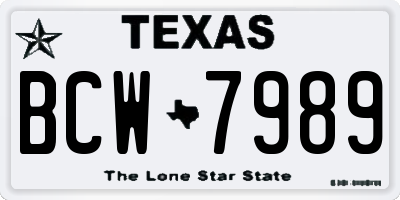 TX license plate BCW7989