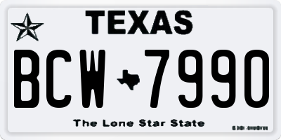 TX license plate BCW7990