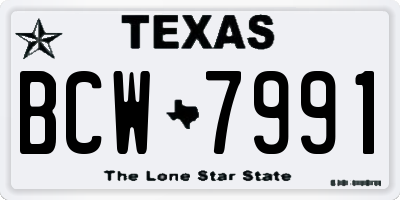 TX license plate BCW7991