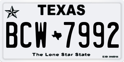 TX license plate BCW7992