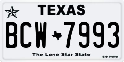 TX license plate BCW7993