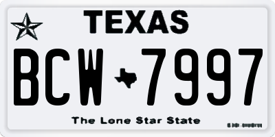 TX license plate BCW7997