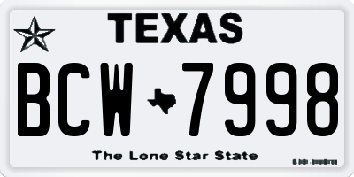TX license plate BCW7998