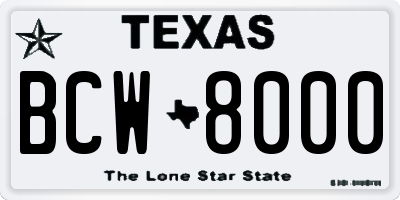 TX license plate BCW8000