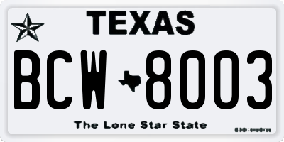 TX license plate BCW8003