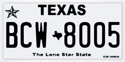 TX license plate BCW8005