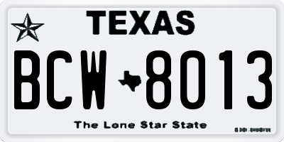 TX license plate BCW8013