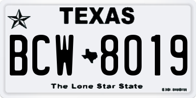 TX license plate BCW8019