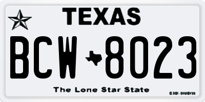 TX license plate BCW8023