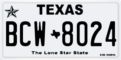 TX license plate BCW8024