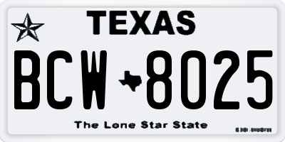 TX license plate BCW8025