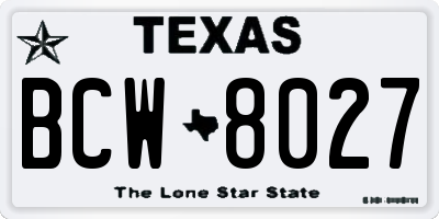 TX license plate BCW8027