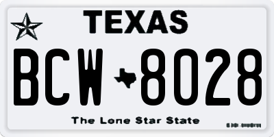 TX license plate BCW8028