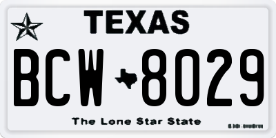 TX license plate BCW8029